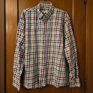 Peter Millar Mens XL Gray Plaid Check 100% Cotton Sport Button Down Soft Casual